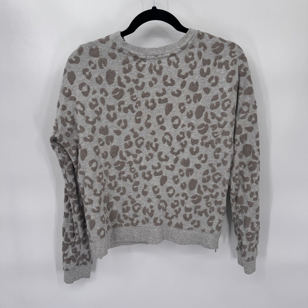 Rails Marlo Flocked Sweater Womens S Gray Leopard Print Cotton Zipper Detail - Picture 8 of 12